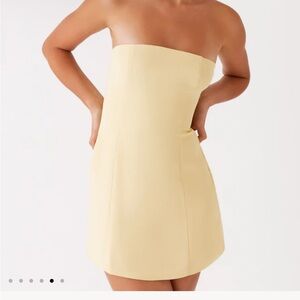 Peppermayo Ayanna Strapless Yellow Mini Dress